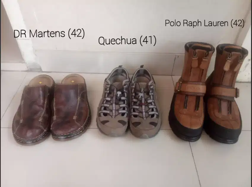 Jual Sandal Sepatu Selop DR Martens, Quechua Decathlon, Polo Ralph