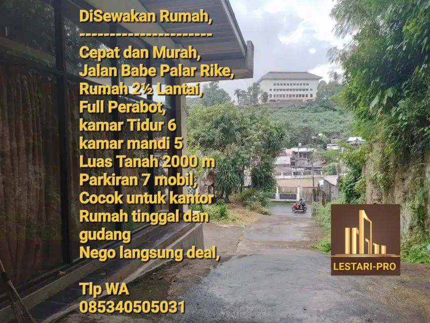 Disewakan Rumah, Depan Jalan babe Palar, untuk Kantor, gudang, Rumah