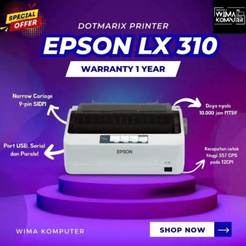 Printer Epson Dotmatrix LX-310 Garansi 1 Tahun