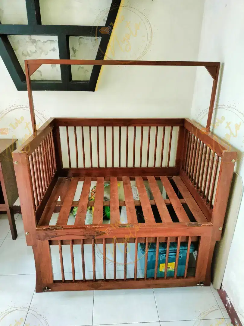 box tempat tidur bayi asli dari kayu jati blora