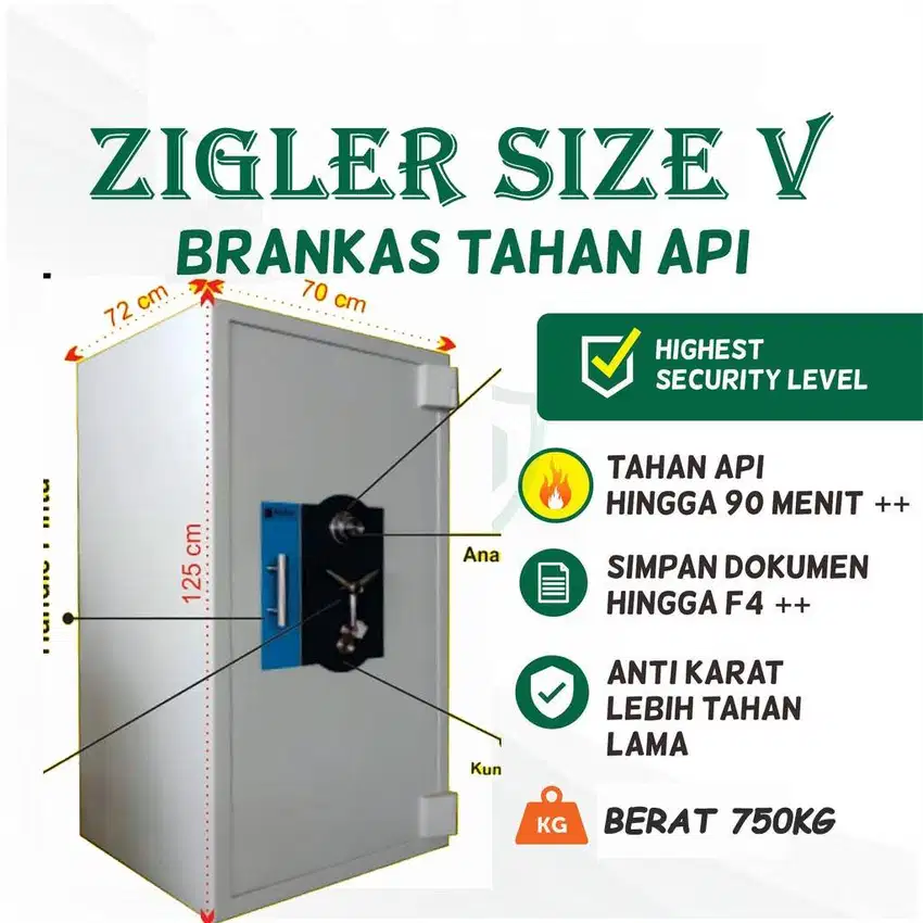 Brankas ZIGER M5 Tinggi 154 cm Kunci Brangkas Baru Bekas 1 meter 25 cm