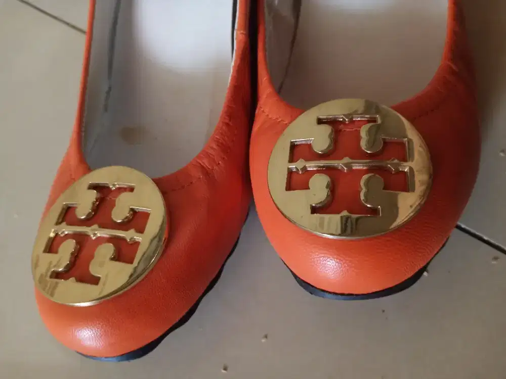 Sepatu wedges Tory Burch orange original