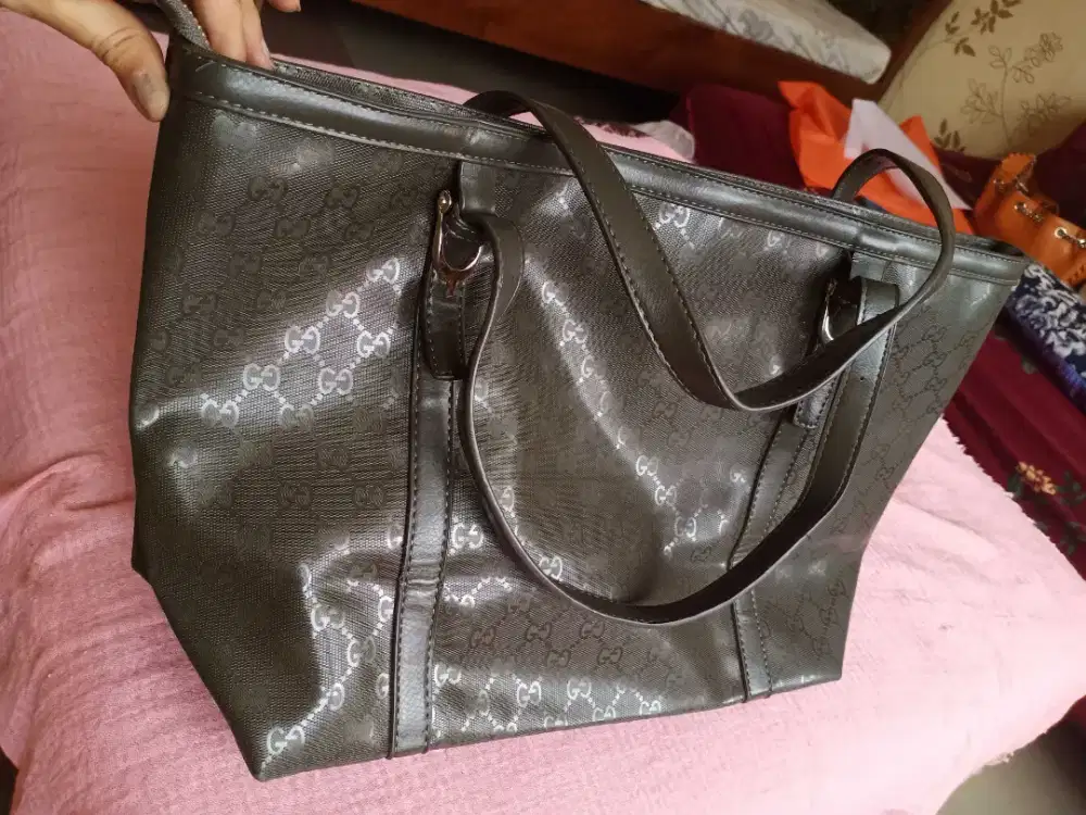 Tote bag hijau bronze besar