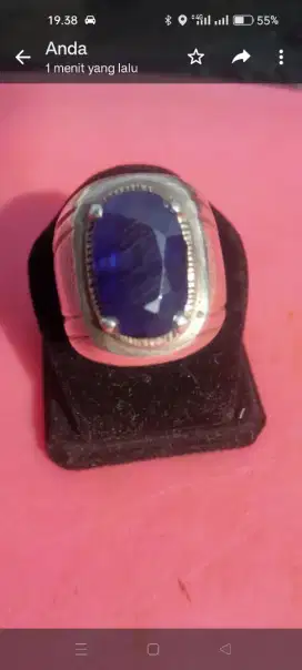 Batu King Safir cut noring batang perak