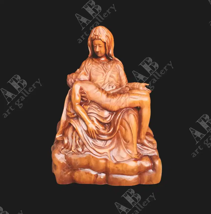 Patung Pieta Ukiran Kayu Jati