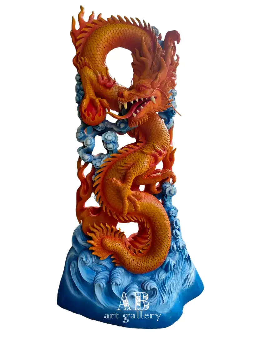 Patung Naga Ukiran Kayu Besar