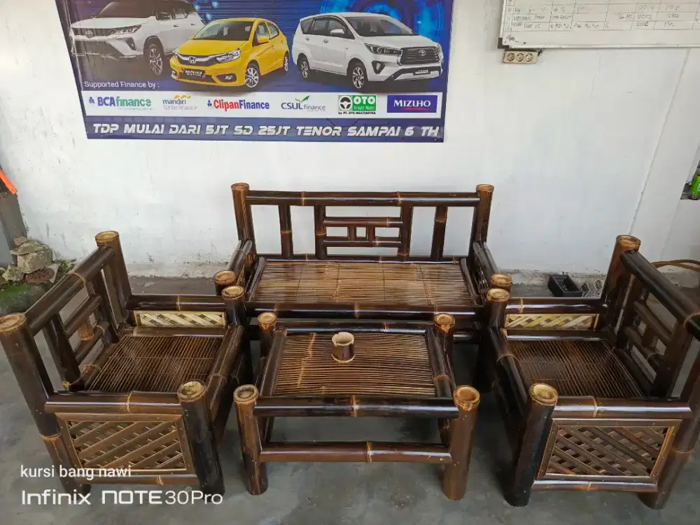 Jual kursi 1 set bale dr bambu hitam asli cod bayar di tempat