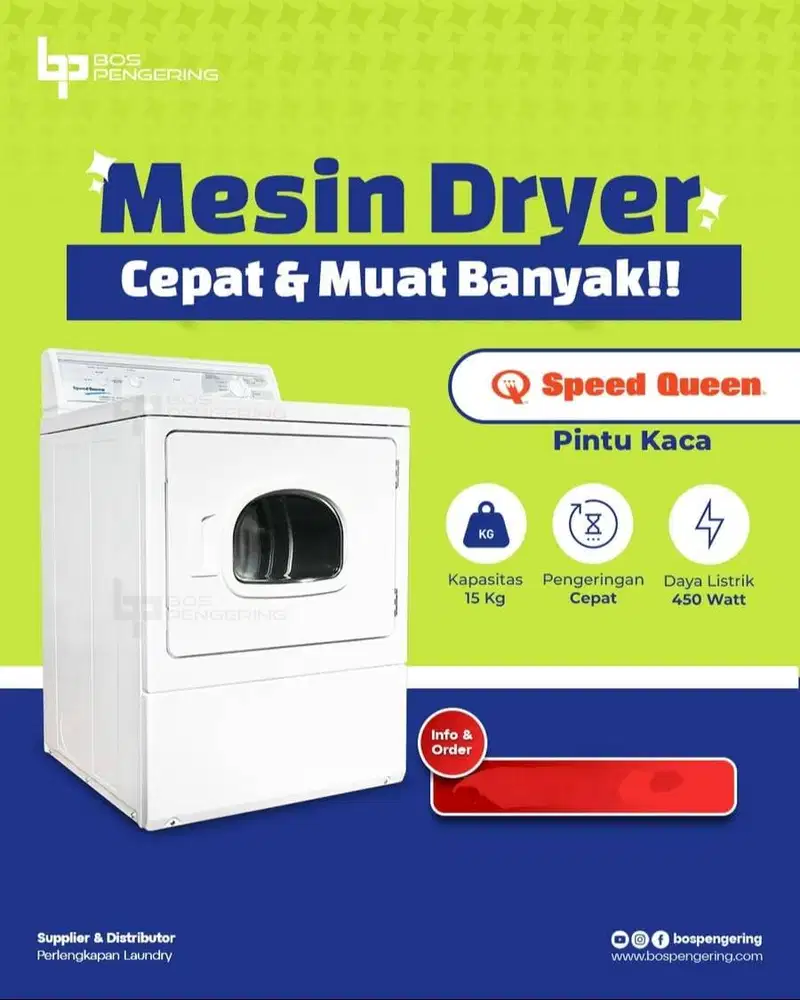 Speed Queen Gas Dryer 15 Kg Mesin Pengering Speed Queen Pintu Kaca