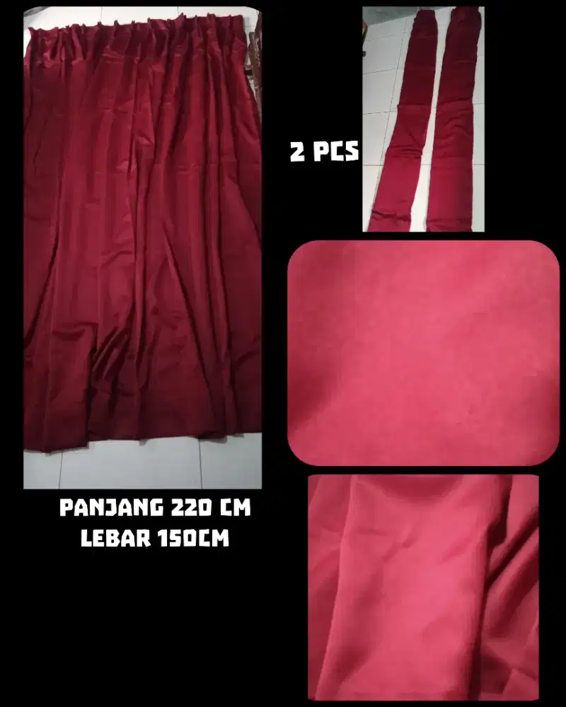 Gorden warna maroon, panjang 2 meter
