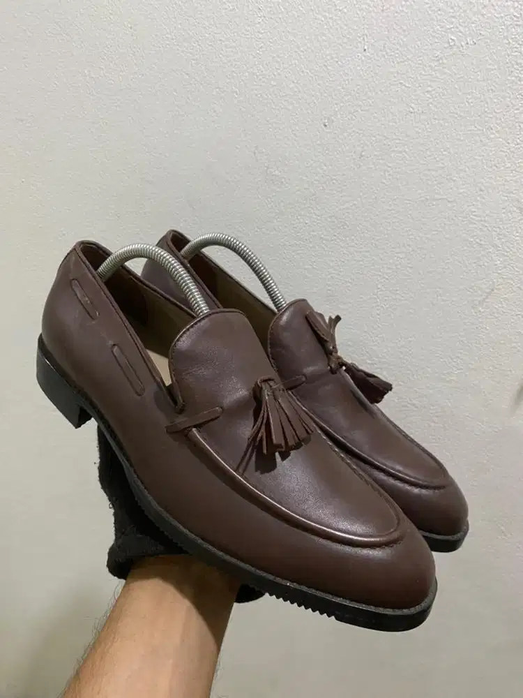 Sepatu pantofel italy brown leather size 42 (sale)