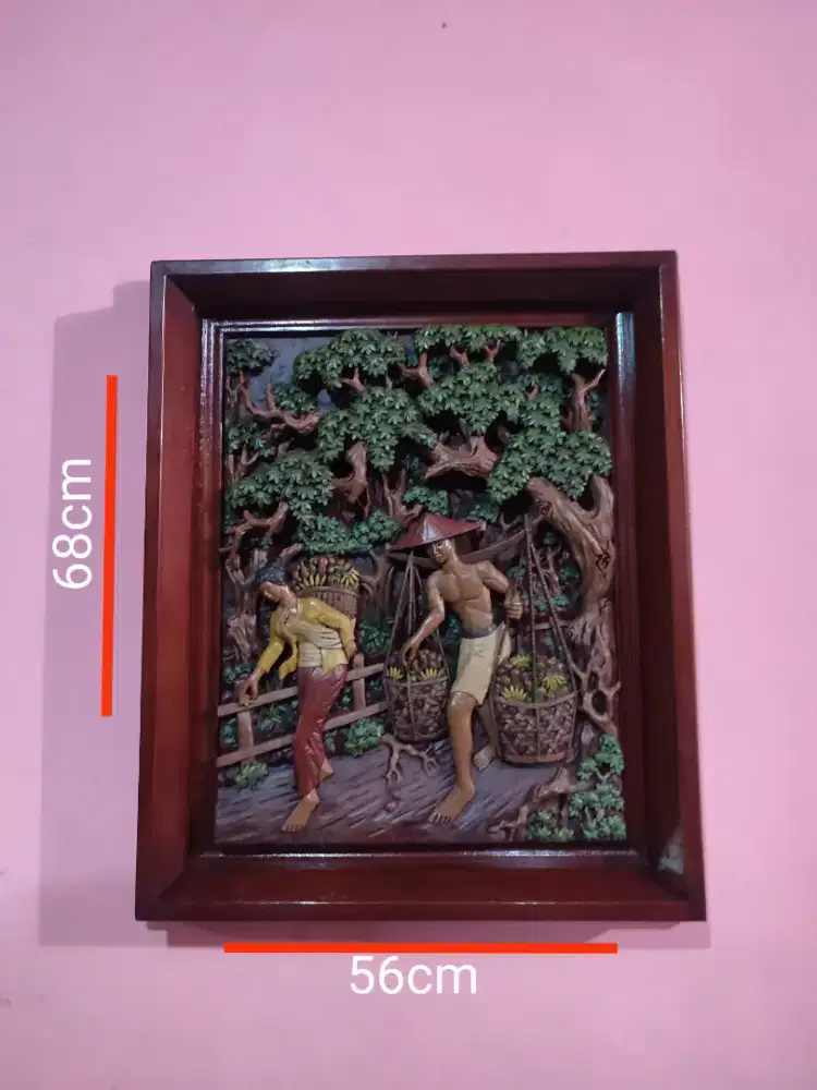 Lukisan  relief ukiran kayu jati