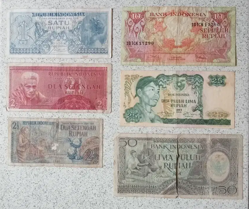 Dijual uang kertas kuno tahun 1956-1968 nego