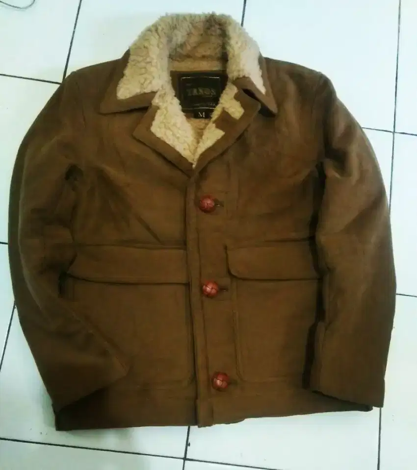 Jaket vintage pilot tebal bulu sherpa size m