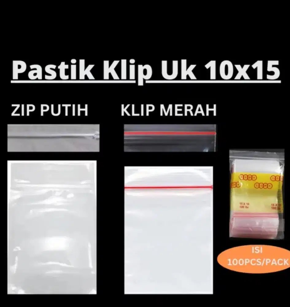 Kantong plastik klip uk 10x15 cm, plastik zipper lock