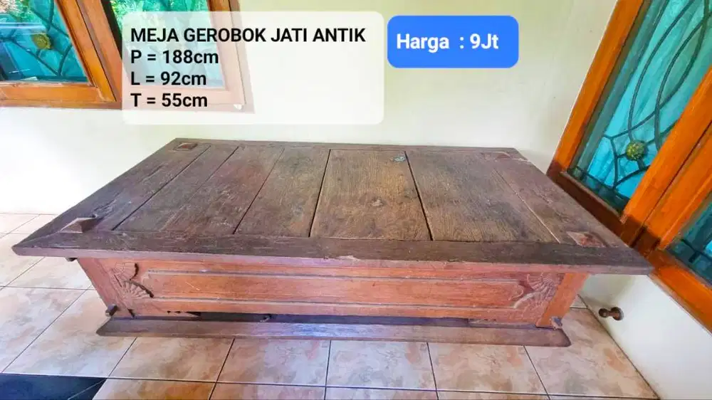 MEJA GEROBOK JATI ANTIK