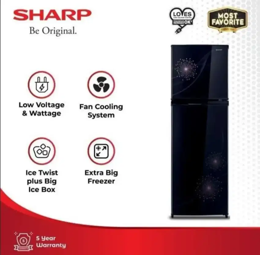 SHARP Kulkas 2 Pintu SJ317MG kap 256ltr Garansi 5th kompressor