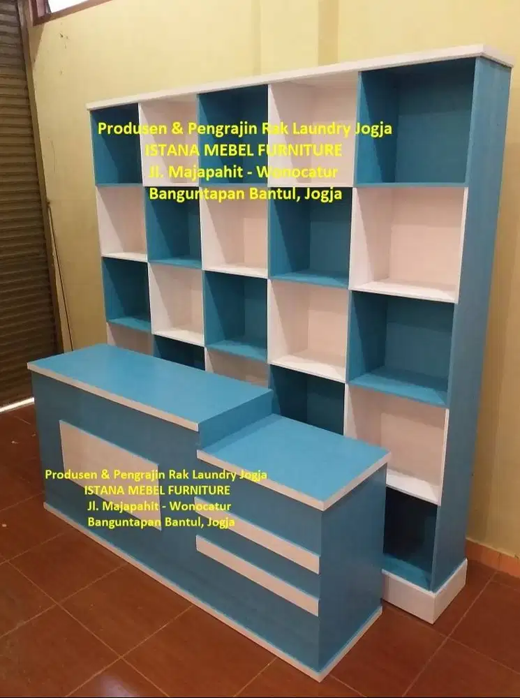 Paket Set Meja Kasir Almari Lemari Rak Loundry Laundry Londry Kayu #IK
