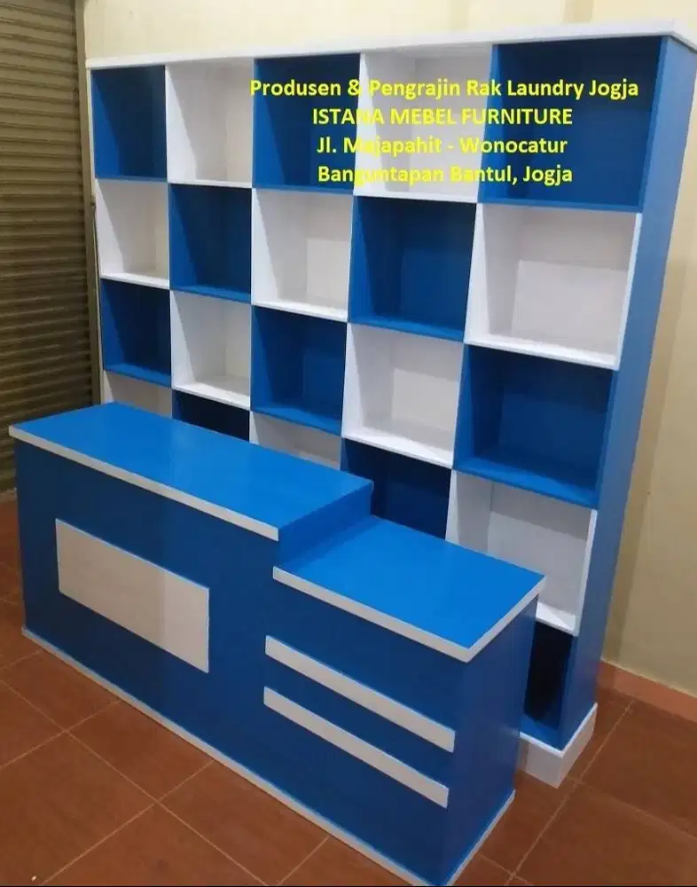 Paket Set Meja Kasir Almari Lemari Rak Londry Loundry Laundry Kayu #MY