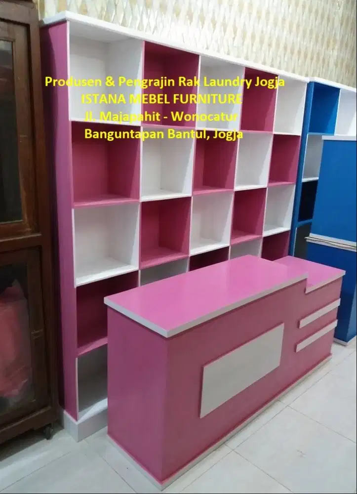 Paket Set Lemari Almari Rak Meja Kasir Laundry Londry Loundry Kayu #16