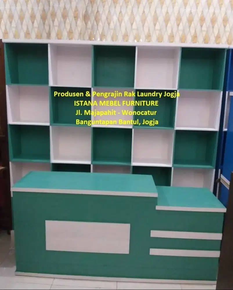 Paket Set Lemari Almari Rak Meja Kasir Londry Laundry Loundry Kayu #15
