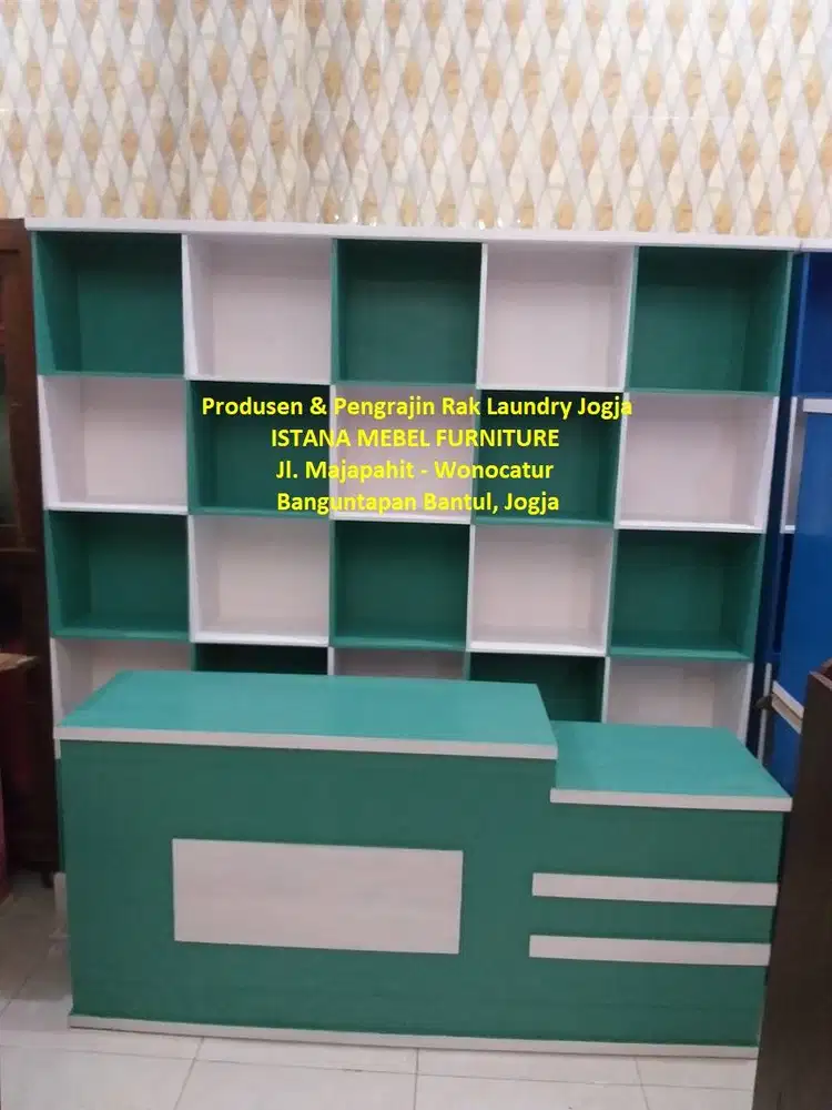 Paket Set Almari Lemari Rak Meja Kasir Loundry Londry Laundry Kayu #A2