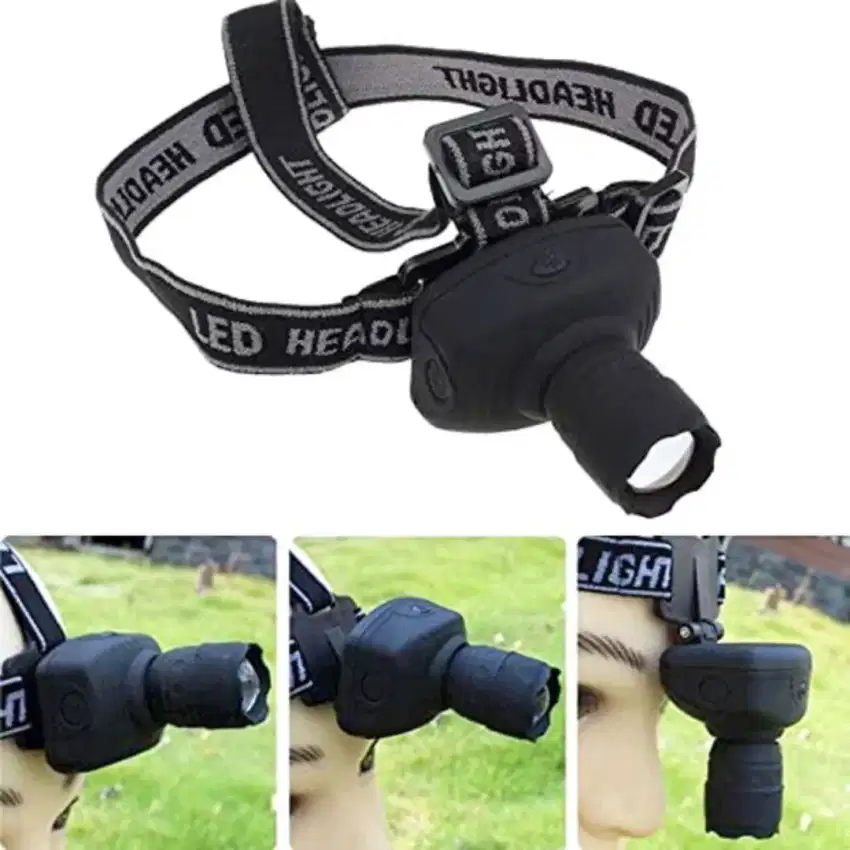 Senter Kepala Headlamp Flashlight Waterproof Zoom 3W