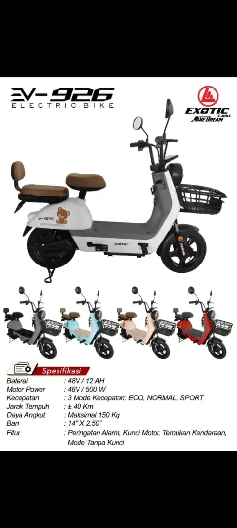 SEPEDA LISTRIK EXOTIC EV-926 NEW