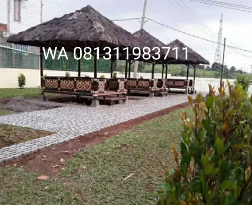 Saung bambu atap ijuk ukuran 3x3 harga satuan unit 13.000.000