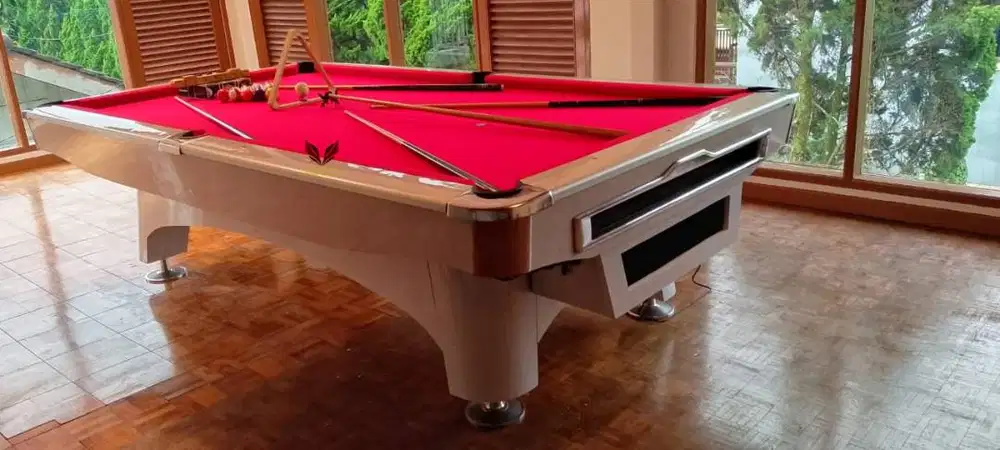 Jual Meja Billiard Merk Minnova Tipe Delano HPL Putih 9 Feet Baru