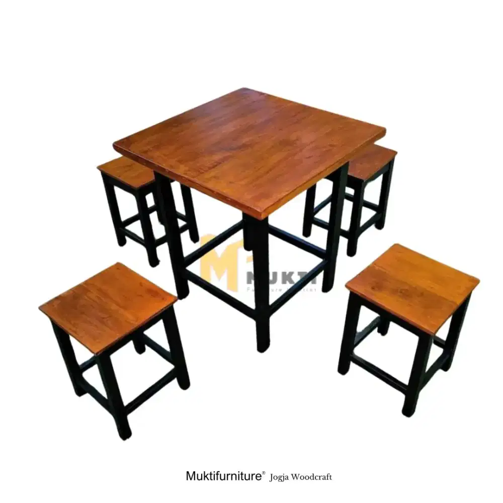 Meja Cafe Minimalis Estetik 4 kursi