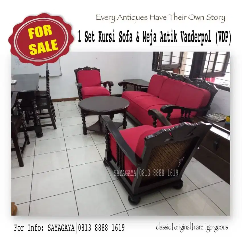 Dijual 1 set Sofa meja kursi Tamu Antik Van Der Pool