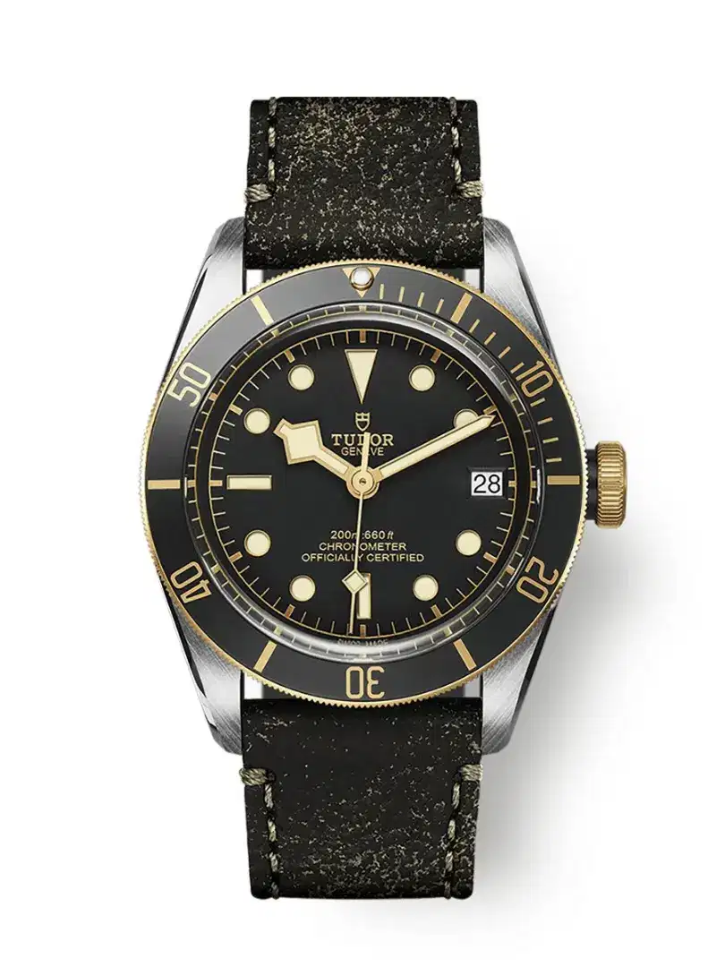 Tudor Heritage Blackbay Black Date, Steel & 18K Yellow Gold Leather