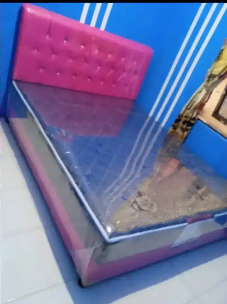 Kasur springbed pink biru cantik