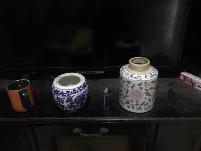 2pcs pajangan guci/vas bunga kramik