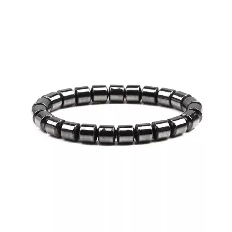 Gelang tangan kesehatan magnet hematite dark grey wanita butir 8mm gl4