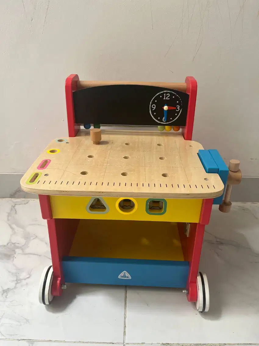 ELC Wooden Activity Workbench Push Walker - Mainan Edukasi Balok Kayu