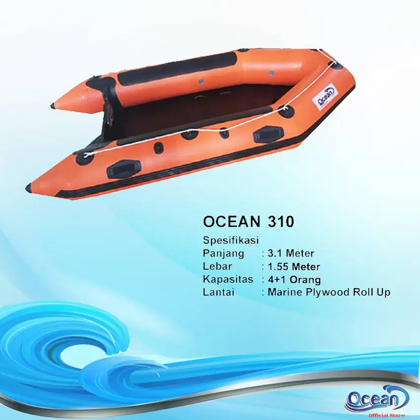 Perahu Karet Rescue Banjir OCEAN 3.1mtr PVC Korea Kap 5 Orang
