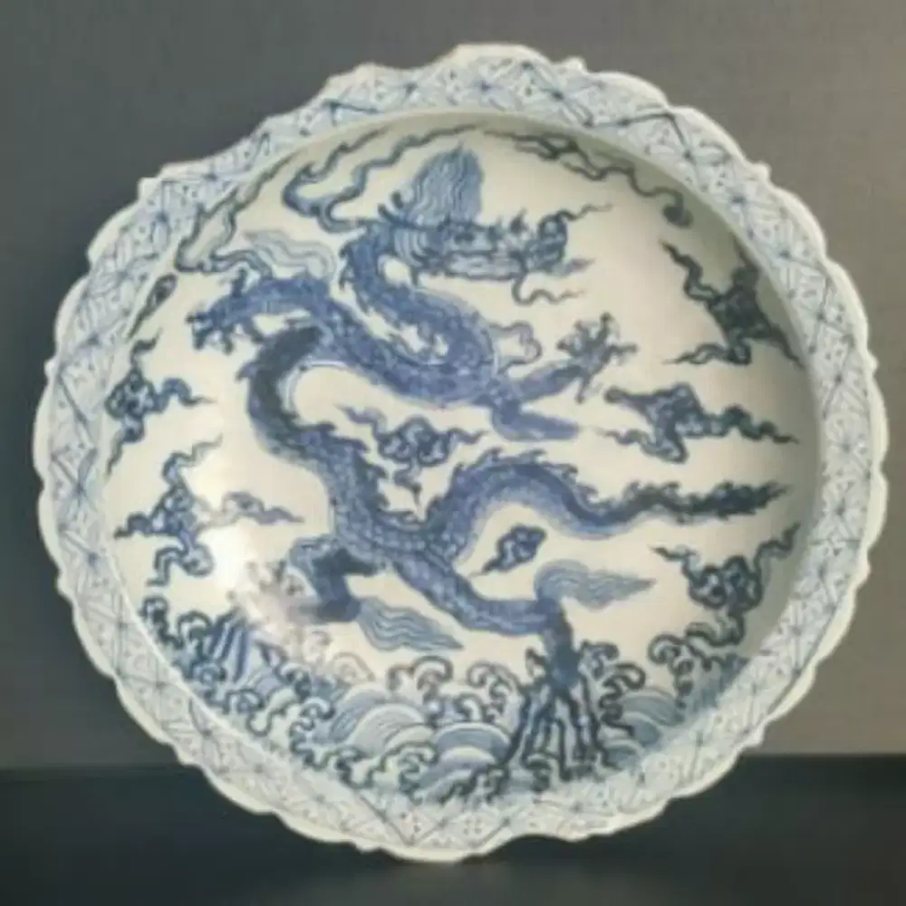 Koleksi antik Piring naga kuno China kondisi cuwil apa adanya