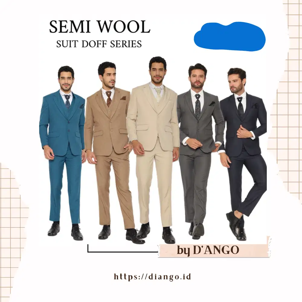 Setelan Jas Pria Formal Semi Woll