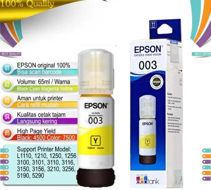 Tinta Epson 003 Original Printer L serries jaminan original bisa kirom