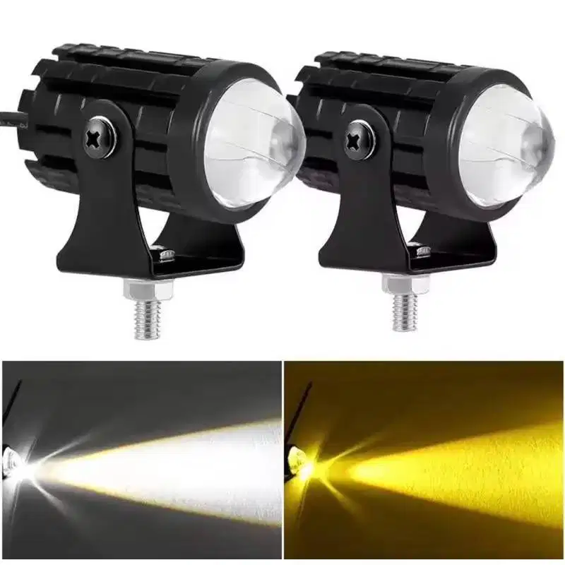 Lampu Tembak Sorot Laser Led Mini Sepeda Motor 2 Warna Kuning Put 30w