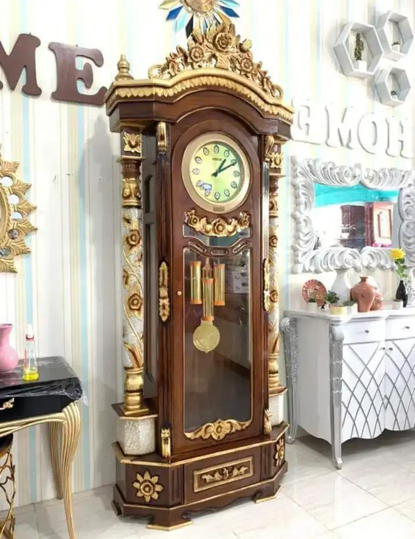 Lemari jam hias pajangan jati ready COD