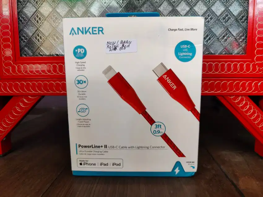 Anker Kabel Charger Powerline+ II Type C To Lightning 3ft 0,9 Red Baru