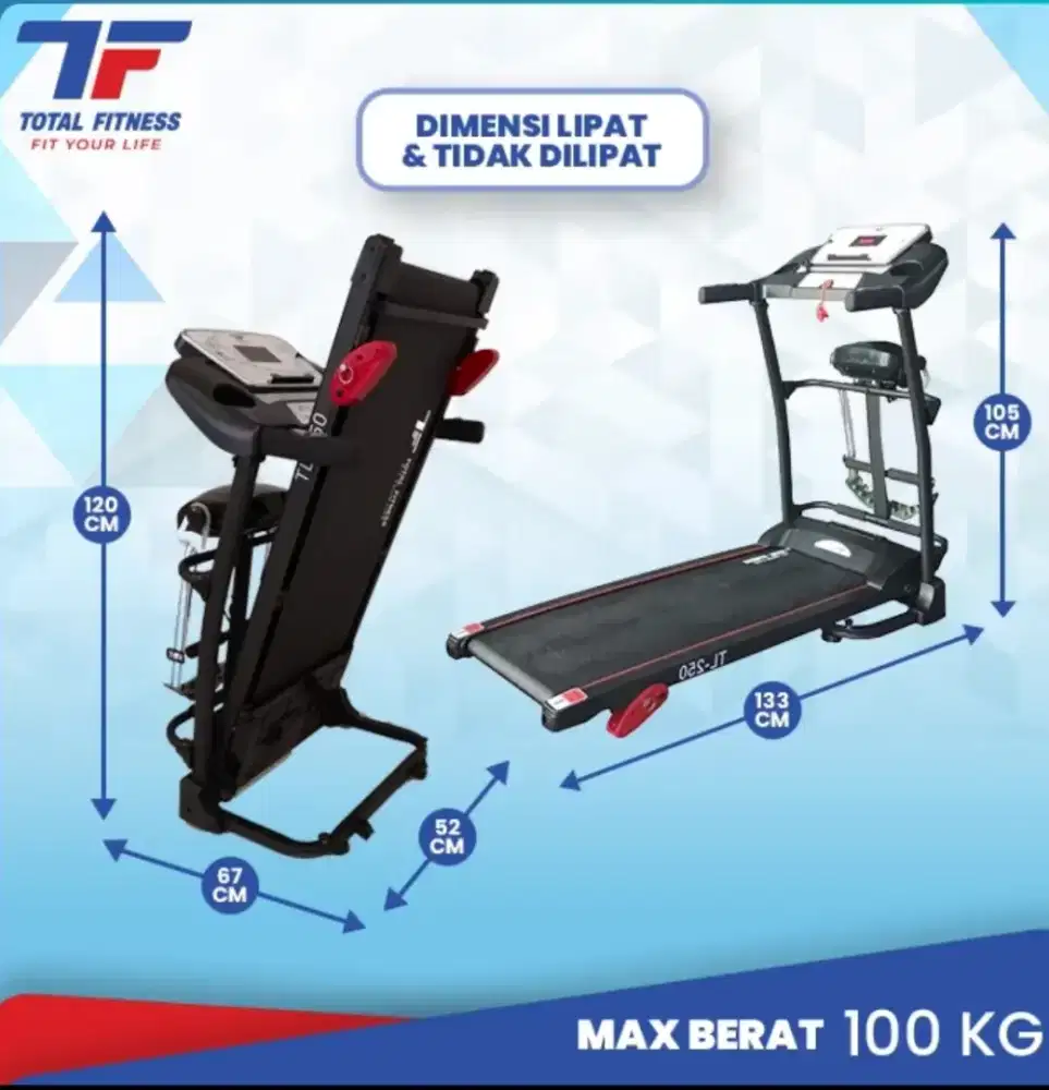 Treadmill elektrik 3fungsi tl 250