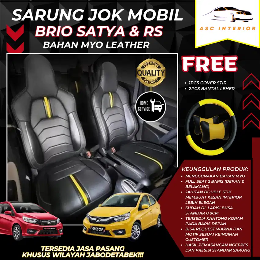 SARUNG JOK MOBIL HONDA BRIO SATYA/RS TERMURAH BAHAN MYO LEATHER