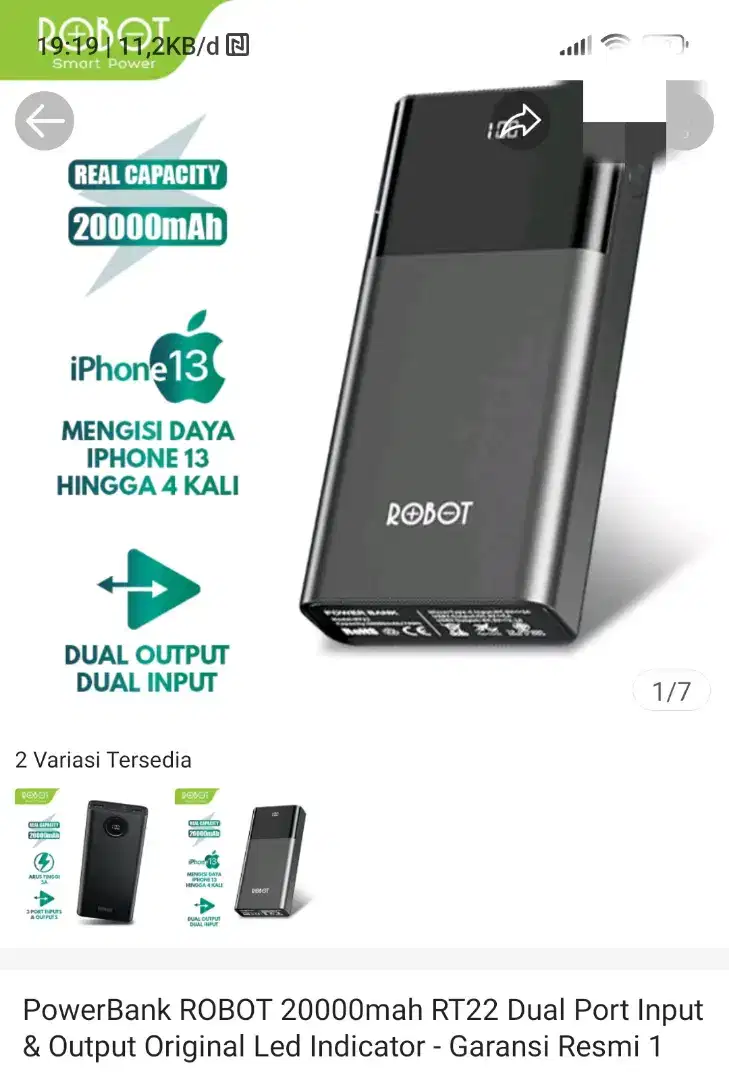 Power bank ROBOT nego