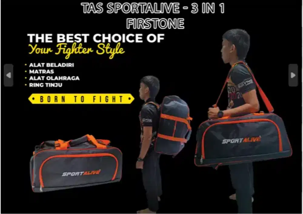 Tas Olahraga Multifungsi 3in1 Sport Bag Gym SELEMPANG+RANSEL+JINJING