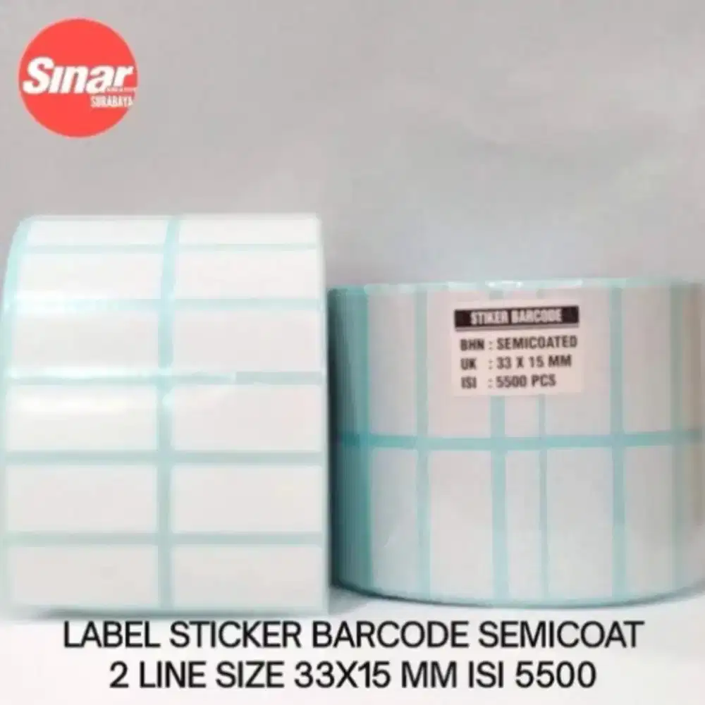 LABEL STICKER SEMICOAT SIZE 33X15 MM 2 LINE ISI 5500 PCS