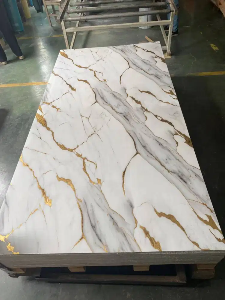 PVC Marbel hiasan dinding rumah 3D Motif gold