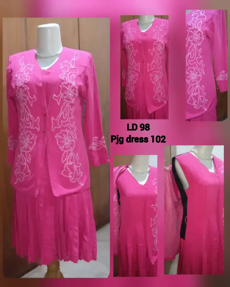 Set Blazer payet n dress, pink fanta